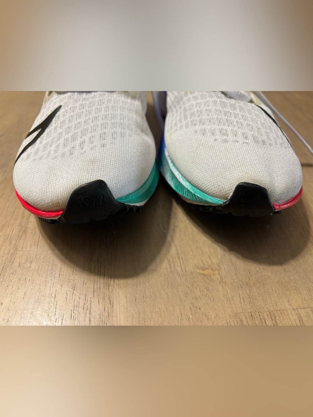 Nike Women's White Running Shoes with Rainbow Gradient Swoosh Accents - Picture 5 of 8